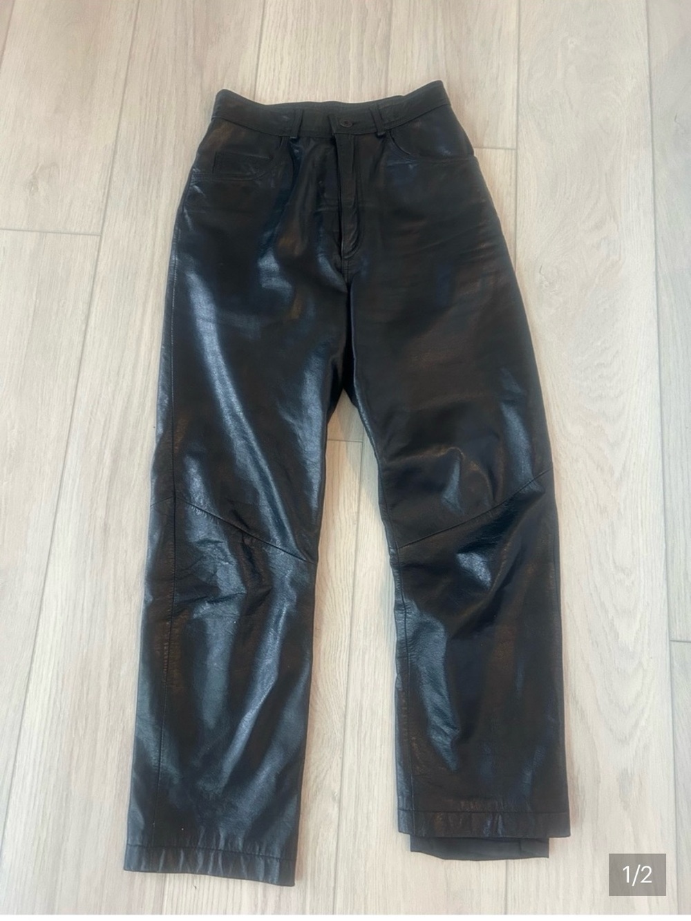 Danier black Leather pants. High waisted crop